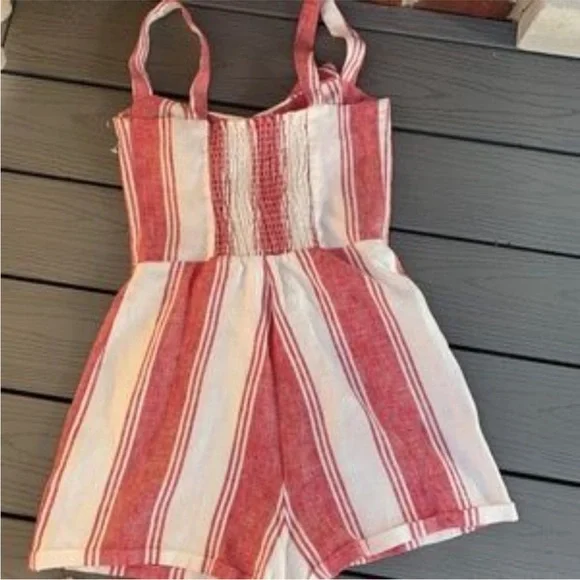 Reformation Linen Stripe Coconut Romper 10 EUC - Picture 8 of 9